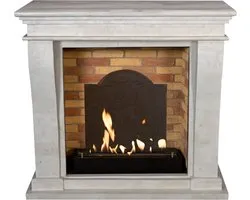 Xaralyn Bio-ethanol haard - Kreta-Mini BME-SWP - wit gepolijst natuursteen - 3 KW verwarming - haardombouw inclusief inbouwhaard - schouw