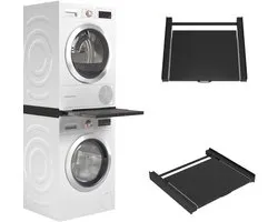 DYNA® Cadre intermédiaire Lave-linge Sèche-linge - Kit d'empilage - Cadre intermédiaire Lave-linge et Sèche-linge - Cadre intermédiaire Lave-linge Sèche-linge Noir - Cadre intermédiaire Lave-linge Sèche-linge Aeg - Noir - 54cm x 60cm x 8cm