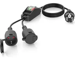 Dubbele stekker met schakelaar voor stopcontact - Flexibele verlengkabel 2 m, waterdicht en ideaal voor thuis en buiten