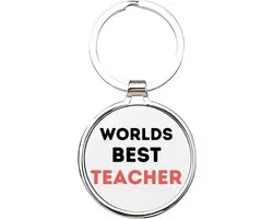 Akyol - worlds best teacher Sleutelhanger - Leraar - de beste leraar - docent - lesgeven - werk - collega - beste ooit - cadeau - verjaardag - kado - geschenk - gift - verrassing - welkomst cadeau - afscheidscadeau - 4 x 7,5 CM