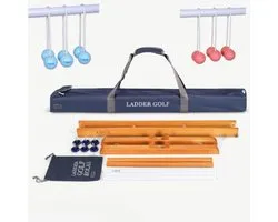 Prof. Laddergolf Spinladder Set - Sky Blue / Coral Red - Echte Golf Bolas - in luxe tas
