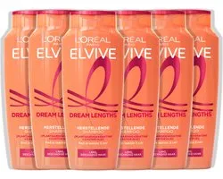 L'Oréal Paris Elvive Dream Lengths Shampoo - Haarverzorging voor lang, beschadigd haar - Herstellende shampoo - Shampoo voordeelverpakking - 6x 250 ml