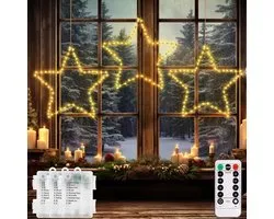 CCILAND Pack of 3 LED Star Lights, Christmas Decoration for Windows, 180 LEDs, Battery Operated Christmas Lights with - ShopVlot