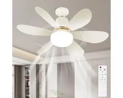 LISM-Een hanglamp met ingebouwde ventilator, een stille LED-plafondventilator met geïntegreerde verlichting en afstandsbediening, Geschikt voorzien van 3 dimstanden, 3 windsnelheden en een timerfunctie.