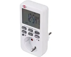 Brennenstuhl Comfort-Line Digitale weektijdschakelaar, digitale timer-stopcontact, voor binnen, countdown-functie en met verhoogde aanraakbescherming, wit