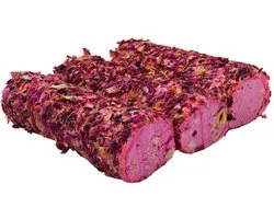 Turks Fruit Wrap met Rozenblad, Framboos en Hazelnoot ( Handgemaakt ) 250g - Mega Gul Yaprakli Frambuazli Findikli Kremali Sarma lokum Turk Lokumu ( El yapimi ) - Rose Leaf Turkish Delight Wrap With Raspberry and Hazelnut ( Handmade )
