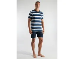 CECEBA Melbourne Heren Shortama met ronde hals - Blauw
