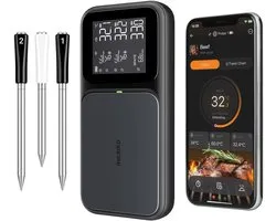 INKBIRD WiFi 5G en Bluetooth 5.4 BBQ Thermometer met 3 Multi-sensor Sondes, AI Real-time Estimated Cooking Time Function,Hoge en Lage Temperatuur Alarmen, voor Koken en Grillen Ultra Model 2026