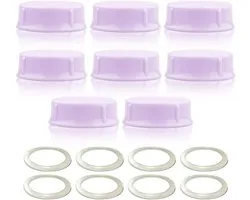 stevige flessendoppen met afdichtring voor standaardflessen; Compatibel met Medela flessen, Ameda en kleine Nuk, Playtex en Gerber flessen; 8 stuks paars