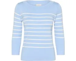 Kaffe KAlizza boatneck pullover Dames Trui - Powder Blue W. Chalk Stripe