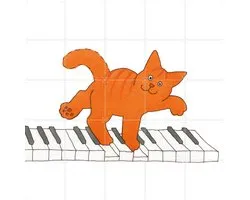 IXXI Dikkie Dik on the Piano, Dikkie Dik - 100 x 100 cm - Gratis ophangtool - Grote wanddecoratie en posters - Cartoonesk, Illustraties, Speels