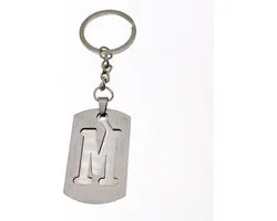 Sleutelhanger Dogtag Met Letter - M