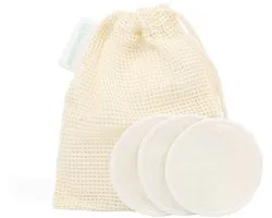 12 tampons de coton lavables réutilisables | Coton organique | Cadeau durable | Cotton doux et biologique | Tampons démaquillants réutilisables | Set de 12 serviettes + sac en filet