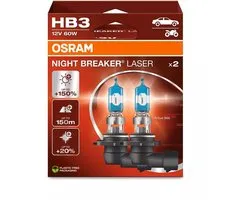 Lampes automobiles halogènes OSRAM Night Breaker Laser - 9005 / HB3 – jusqu'à 150% plus de lumière et 150m de visibilité - 9005NL-2HB - set 2 lampes