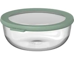 Boîte de conservation en verre ronde Mepal Cirqula - 1200 ml - Bacs de conservation en verre - Résistant à la chaleur jusqu'à 550 °C, sans couvercle - Bacs de préparation des repas - Nordic sage