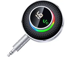 Bluetooth 5.3 Receiver for Car - [Enlarged Button & LED Display Screen] Bluetooth AUX Adapter, 3.5mm Wireless AUX Receiver for Car Stereo/Home Stereo/Headphones, Support Siri/Hands-Free Call