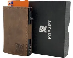 ROBART Airtag Wallet - Pasjeshouder - Pasjeshouder mannen - Pasjeshouder uitschuifbaar - Portemonnee Heren - Portemonnee Dames - Kaarthouder - Pasjeshouders - Pasjeshouder vrouwen- Portefeuille heren - Portefeuille dames - Creditcardhouder - Bruin