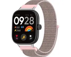Strap-it Nylon bandje met klittenbandsluiting geschikt voor Xiaomi Redmi Watch 6 / Redmi Watch 6 Active / Redmi Watch 6 Lite / Redmi Watch 5 / Redmi Watch 4 / Xiaomi Smart Band 10 Pro / Smart Band 9 Pro / Smart Band 8 Pro (roze)