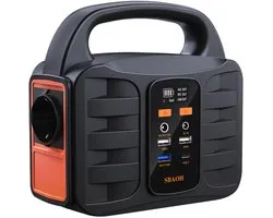 Centrale de secours - Portable - Générateur - Compatible avec panneau solaire - 150W - 27000 mAh - Prise AC 220V/99W - Écran LCD - Éclairage de secours - Mode SOS - Zwart orange -