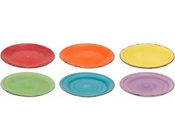 Studio Tavola Ontbijtborden Sunny Summer - Dessertborden - Breakfast Plates - Aardewerk, Gemengd - Vaatwasserbestendig, Ø 19 cm, Set van 6