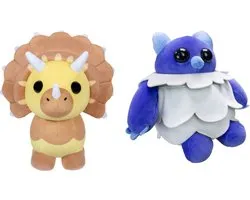 Adopt me - Collector Plush Triceratops + Yeti knuffels 20cm - Set van 2 - Adopt me knuffels - Roblox knuffels - kinderknuffeltjes