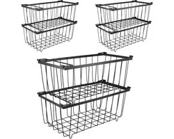 Set van 6 Diepvriesmanden, Stapelbare Draadkorven met Handgrepen voor Diepvriezers