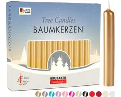 BRUBAKER 20 Pack de Bougies d'Arbre en Cire - Bougies de Noël Bougies Pyramides Bougies d'Arbre de Noël - Or