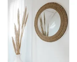 Olivas - Miroir - Rond - Miroir mural - Bohème - Jute relié - 70cm