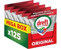 Dreft Platinum Plus - Capsules Lave-Vaisselle - Nettoyage Impeccable Même En Cycles Courts Sans Prélavage - Nettoyage Du Filtre - 5 x 25 Capsules
