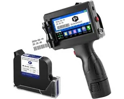 SnelShoppen - Draagbare Handheld Inkjet Printer 25.4mm voor Tekst, QR, Barcode, Batch Nummer, Logo, Datum Labels met ER521 Zwarte Inktcartridge