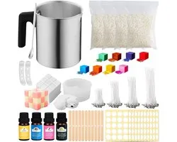 SAMISO Kaarsenmakingsset,Doe-Het-Zelf Kaarsenset, inclusief Bijenwas,Smeltkroes,Roerlepel en Andere Accessoires,Doe-Het-Zelf Geurkaarsen Geschikt voor Kaarsen Maken Beginners