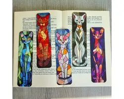 Set de 5 marque-pages Chats – Signets en papier style mosaïque – Accessoires de vêtements pour bébé Boeken artistiques