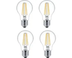 Lot de 4 ampoules LED Philips E27 8 W 806 lm 2700 K transparentes à intensité variable A60