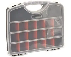 2x stuks opberg/sorteer boxen/dozen met 20 vakken 25 cm - Gereedsschapskist - Toolbox - Met verwijderbare tussenschotten
