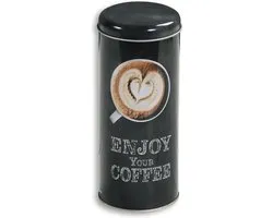 Kesper Boîte de conservation pour dosettes de Café - Enjoy de votre café - métal - noir - couvercle à pression - D8 x H17 cm