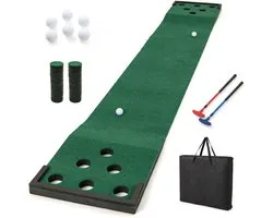 CORE Golfpong - Midgetgolf - Cupgolf - Beerponggolf - Putting golf mat - 6 ballen en 12 gatafdekking - Met draagtas - 332x50cm