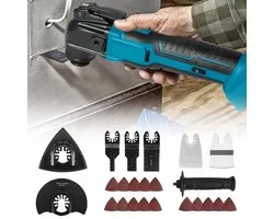 Oscillerende Multitool - Multifunctioneel Gereedschap - 18V Accu - 300W - Borstelloos - 6 Snelheden - 22 Accessoires - Losse Body - Voor Hout en Metaal - Compatibel met Makita