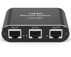 VPFET Lan Switch 1 op 3 1000Mbps Ethernet Splitter 3-poort Netwerkverdeler Gigabit Switch met Type-C Power Cable RJ45 Netwerkverdeler voor Cat5/5e/6/7/8