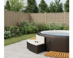 Whirlpool edging, weatherproof frame, pool cover, black, poly rattan and solid acacia wood-Mobili Bella