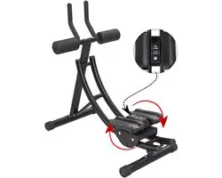 E-Shop4u® - AB Trainer Buikspiertrainer - Buikspierapparaat met Draaibare Kniesteun en Elleboogsteun - Inklapbaar Fitnessapparaat voor Thuis - LCD Trainingscomputer - Core Trainer - Zwart