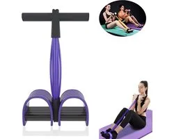 Elastische Buikspiertrainer - Ab Trainer - Ab Roller - Ab Wheel - Buikspierwiel - Resistance Fitness Weerstand Pedaal Band - Elastiek Met Handvat En Pedaal - Buikspieren - Total Abs - Weerstandselastiek - Workout Apparatuur - Zwart & Paars