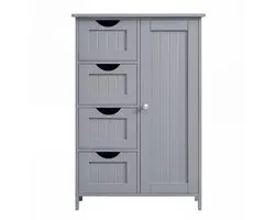 VASAGLE - Badkamerkast - Badkamerkast met 4 Lades - Opbergkast - Verstelbare Plank - Modern Design