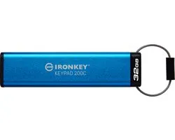 Kingston Technology IronKey Keypad 200 USB flash drive USB Type-C 3.2 Gen 1 (3.1 Gen 1) Blauw