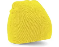 Beechfield pull-on beanie wintermuts - fel geel - volwassenen - 100% polyacryl - damesmuts/wintermuts