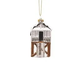 Kerstbal Terschelling Drenkelingenhuisje Zilver - Glazen ornament