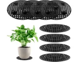10 Pcs Coaster Flower Pot - Zwarte Plant Stand - Pot Coaster - Bloempot - Drain Stand - Plastic Planten voor Binnen en Buiten (Rond)
