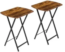 Tables d' Tables d'appoint Exxen, ensemble de 2 pièces, petite table de salle à manger pliante avec tiroir TV pour la nourriture, table d'ordinateur portable pour canapé, tables de collation pour petit espace, industriel, petite table de chevet
