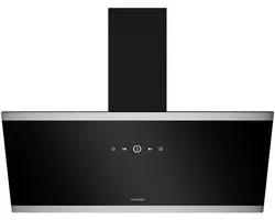 Klarstein Afzuigkap FlashLine – 90 cm Schuine Afzuigkap, Touchscreen, 524 m³/u, A++ Energieklasse, LED-Verlichting, 34,5 dB, Zwart, Afvoer- en Recirculatiebedrijf - 100W - voor Keuken - Koolstoffilter Vetfilter Stil - Dampkap