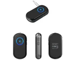 DrPhone Bluetooth 5.0 Audio Adapter Zender & Ontvanger (TX/RX) – Draadloze AUX Bluetooth Receiver/Transmitter voor Auto, TV, PC en Speakers – Handsfree Bellen – 3.5mm – Zwart