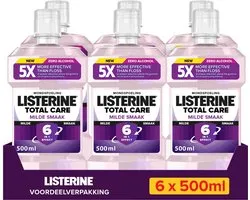 LISTERINE Total Care Extra Mild Alcoholvrij, zonder alcohol, extra milde muntsmaak, 6x500 ml